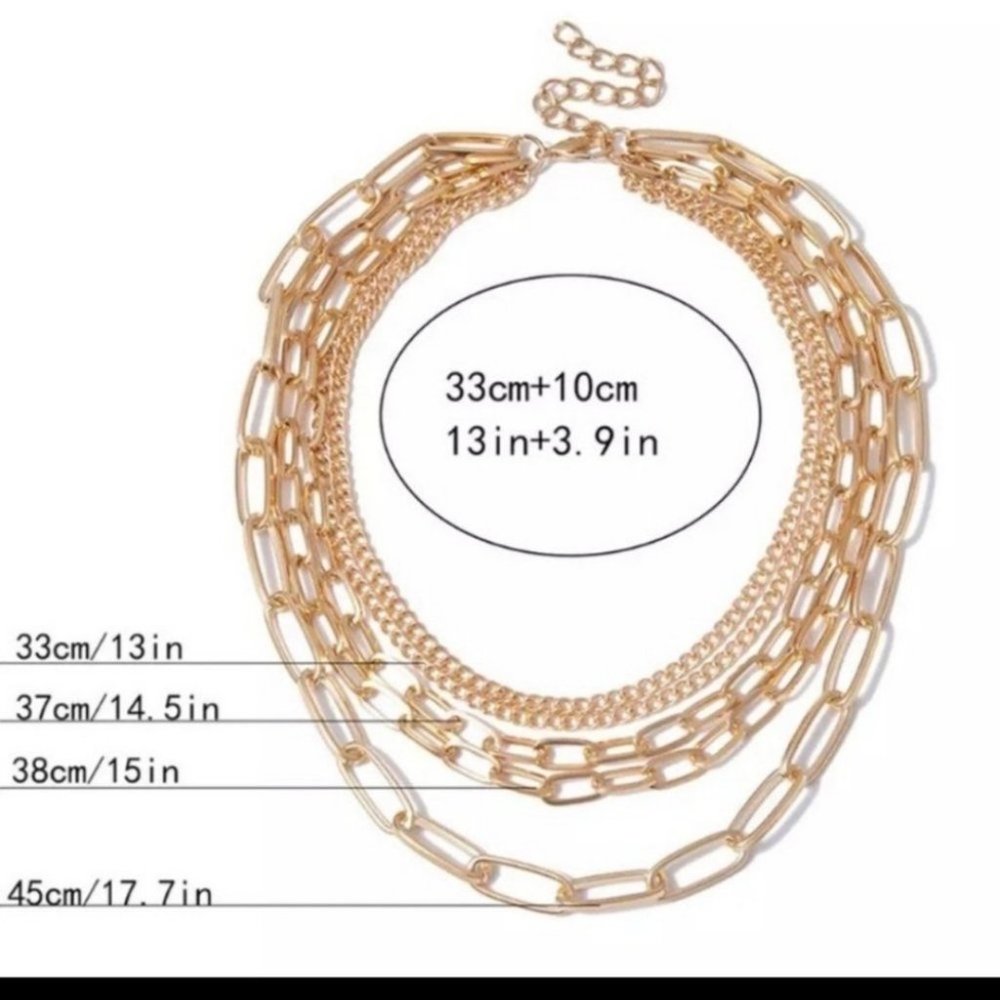 *Multi Layered Gold Chain Punk Choker Necklace - Picture 5 of 5